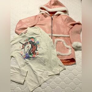 Girls set of long sleeve shirt and Cozy Jacket unicorn 🦄 Design